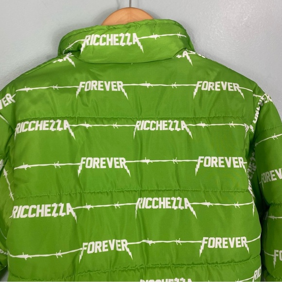 Ricchezza Forever Green Zip Up Jacket Puffer Sz S - Picture 5 of 6